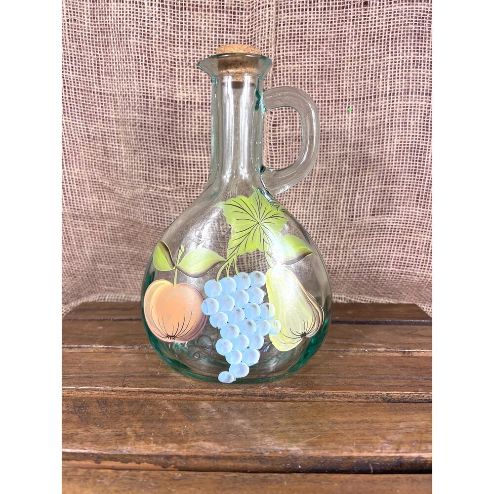 Casafina Hand Painted Fruit Bottle/Decanter/Cork Stopper Made in Portugal